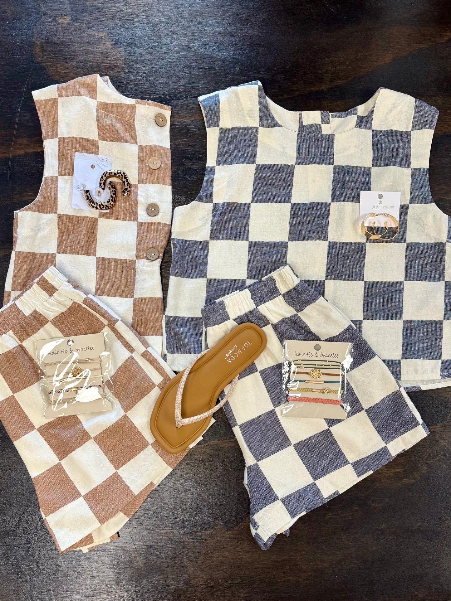 Checkered Linen Tops