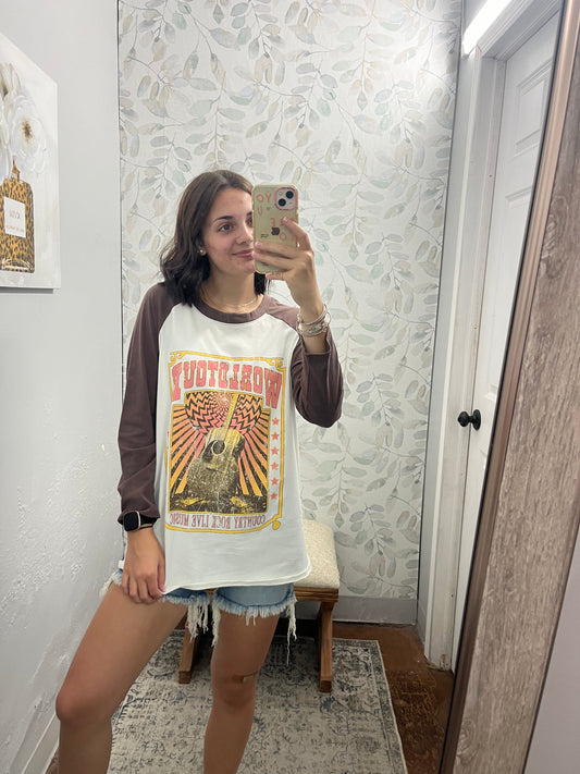 "World Tour" Vintage 3/4 Sleeve Graphic Tee