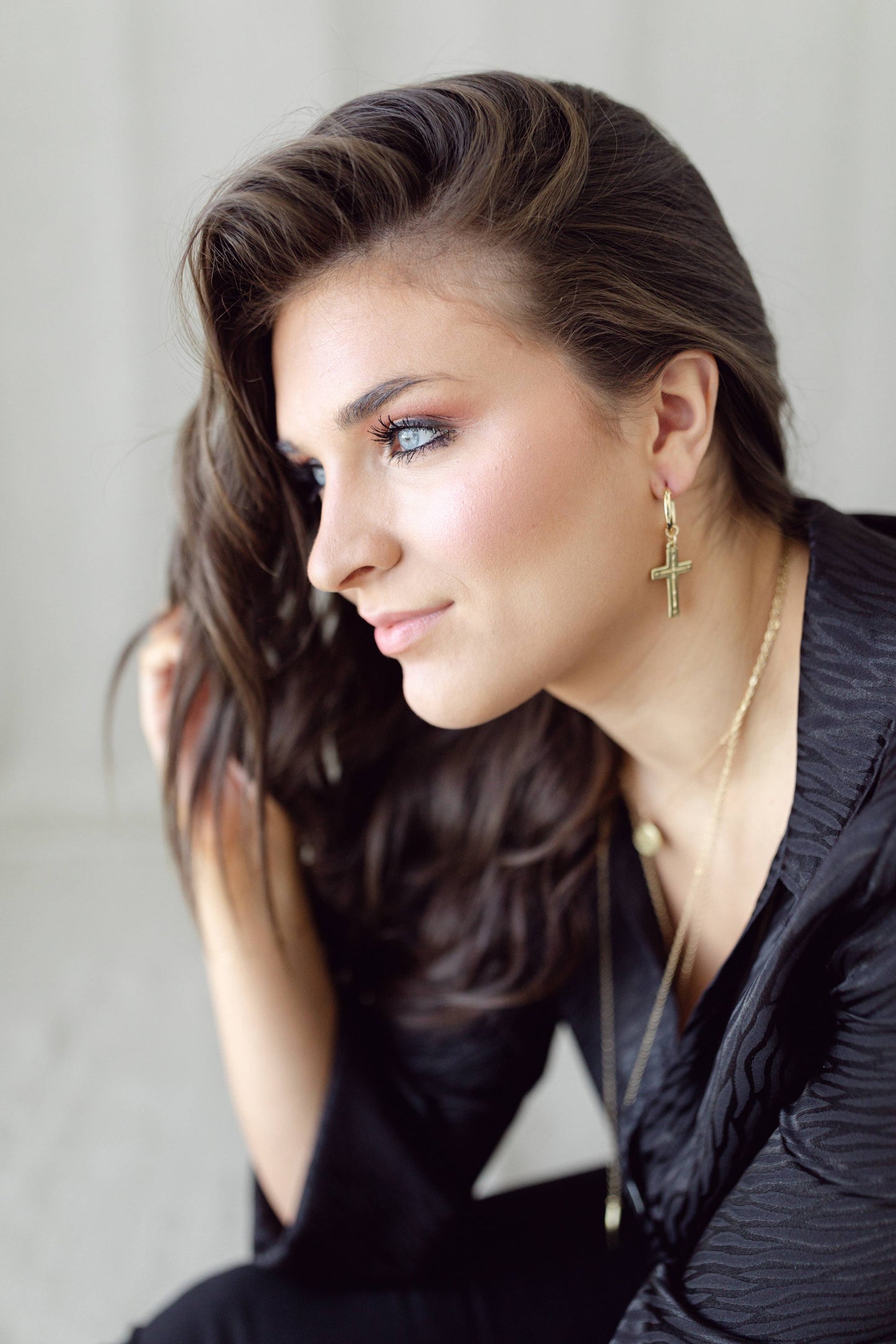 Earring (Original/Gold) Hoop - Cross / Titus 3:4-5a