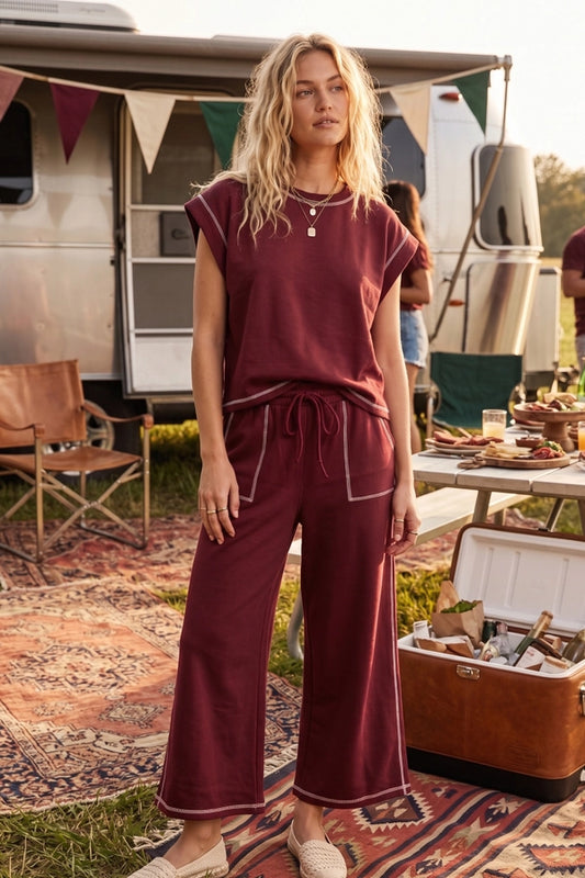Scuba Contrast Stitch Lounge Set