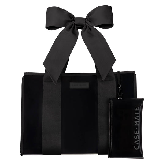 Midnight Black Bow Tote Bag