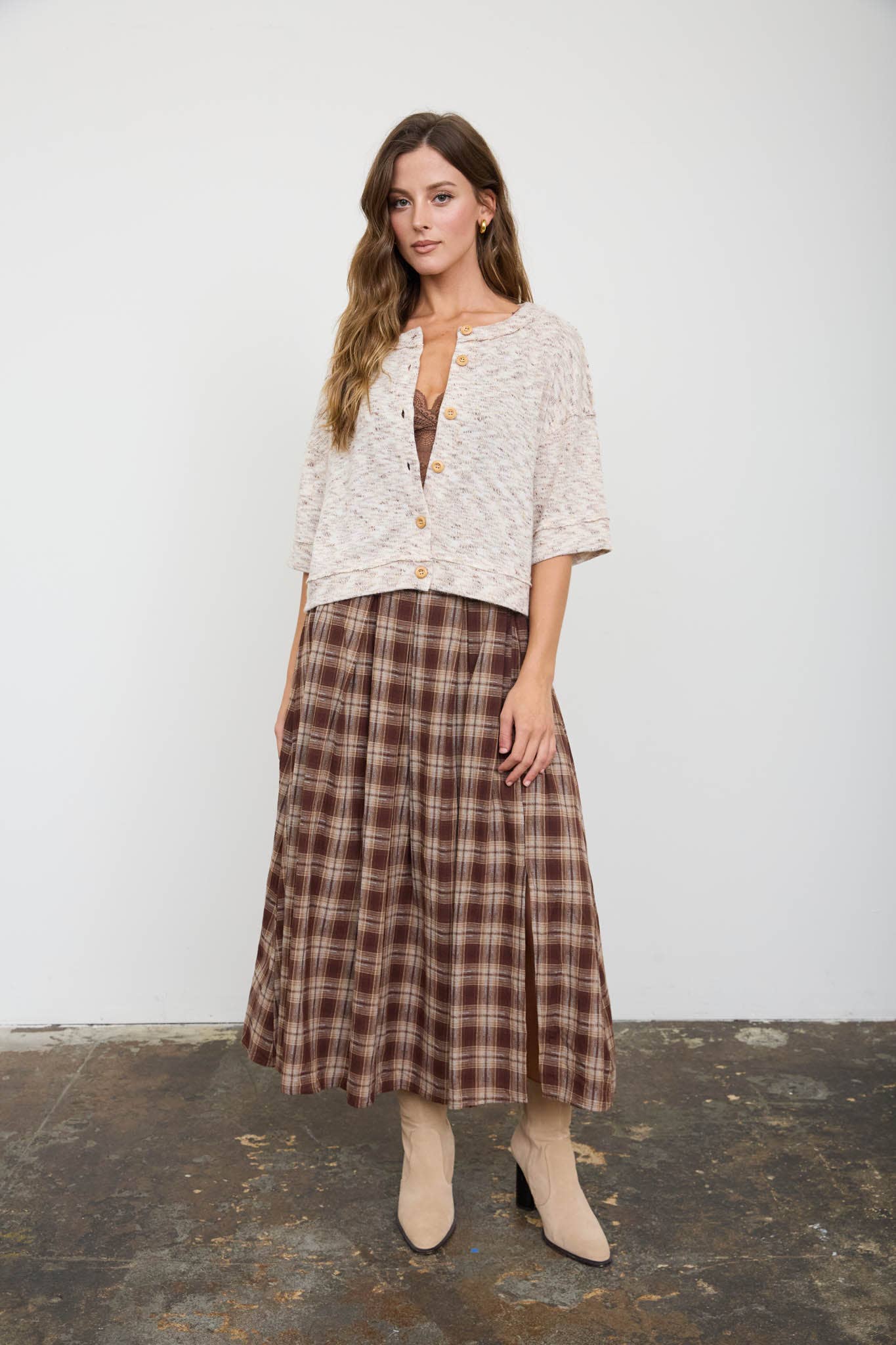 MARLED BUTTON DOWN RAW EDGETOP