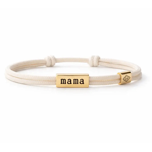 Sentiment Cord Bracelet-Mama, Ivory