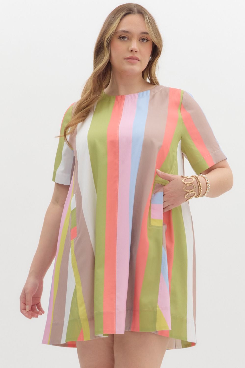 Lines of Color Curvy Dress