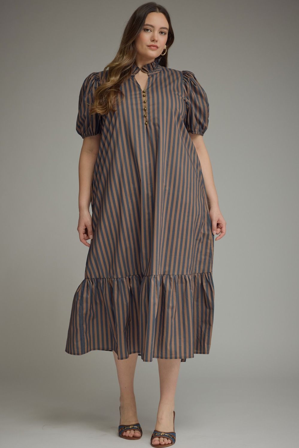 Navy/brown Stripe Dress