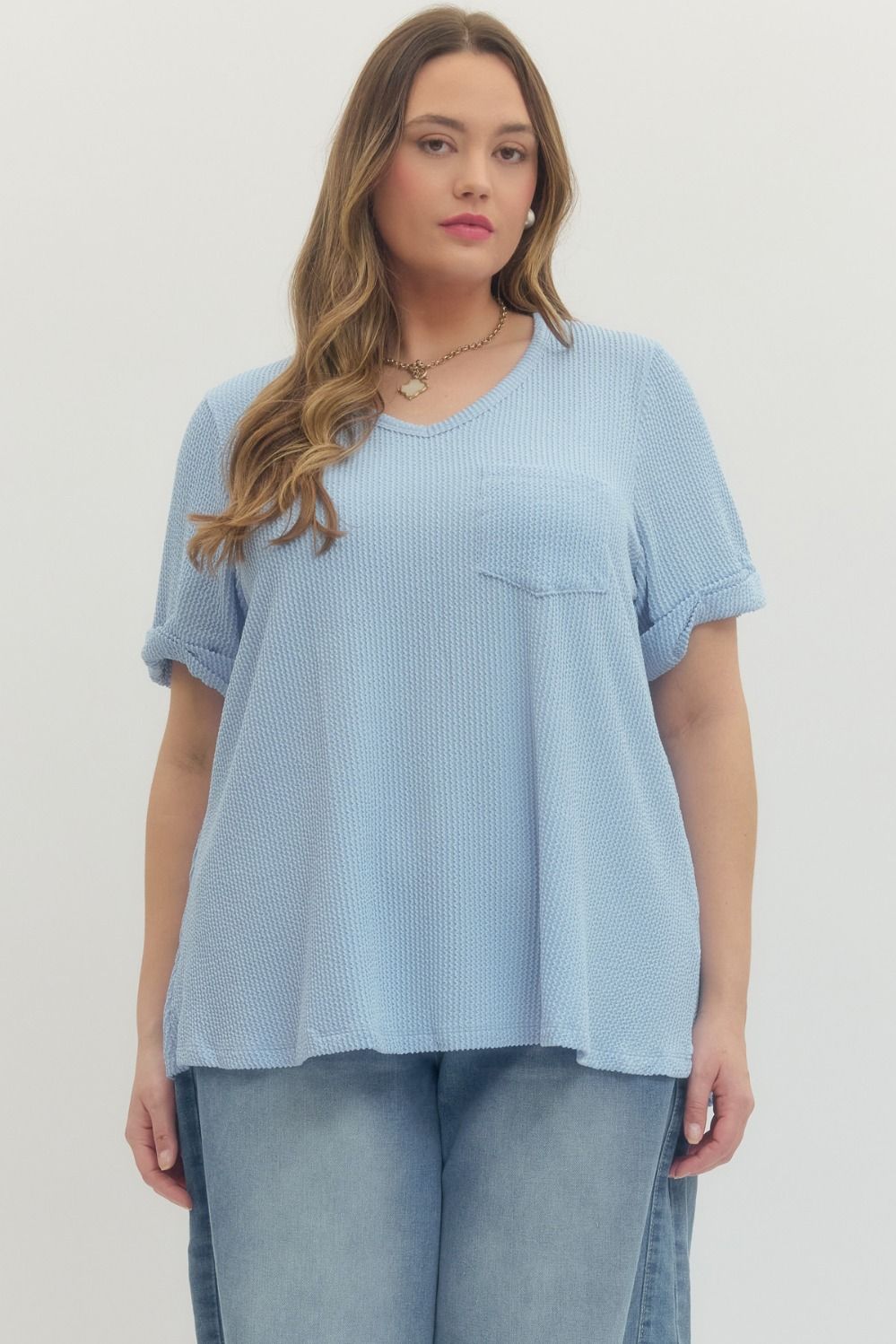 Sky Blue Curvy Top