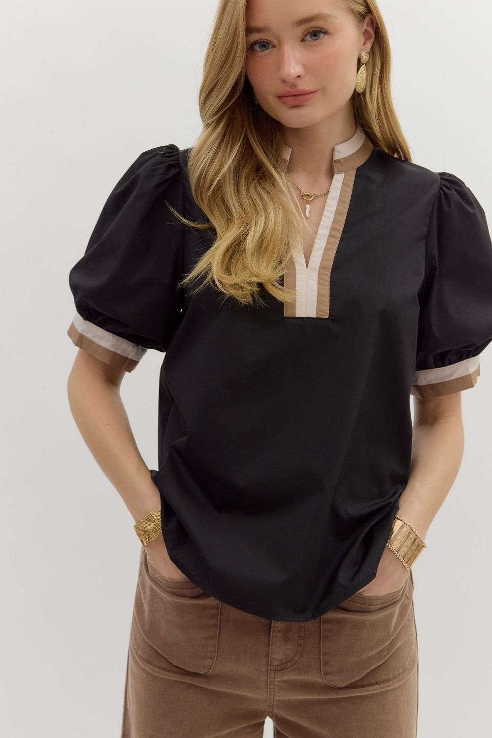 Black W/ Two Tone Trim Top S- 2X