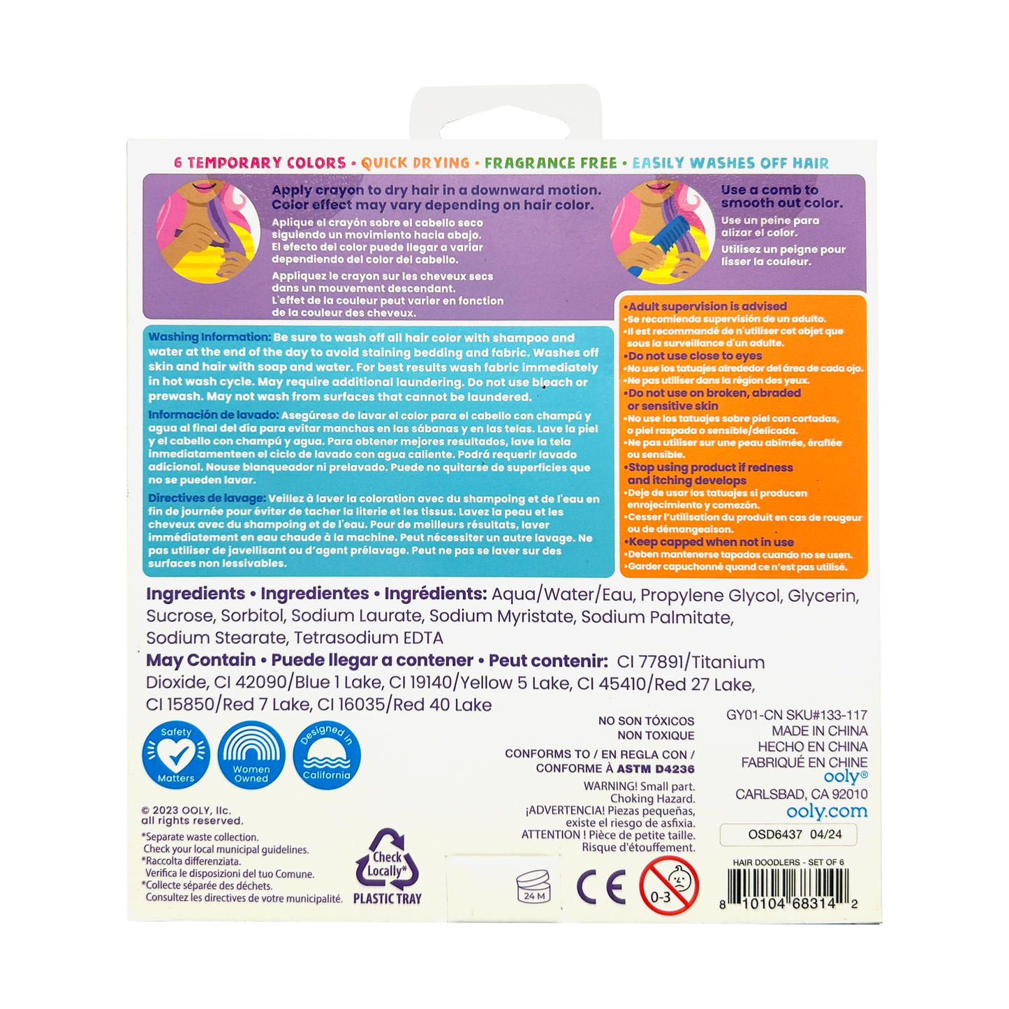Hair Doodlers Hair Crayons Set of 6