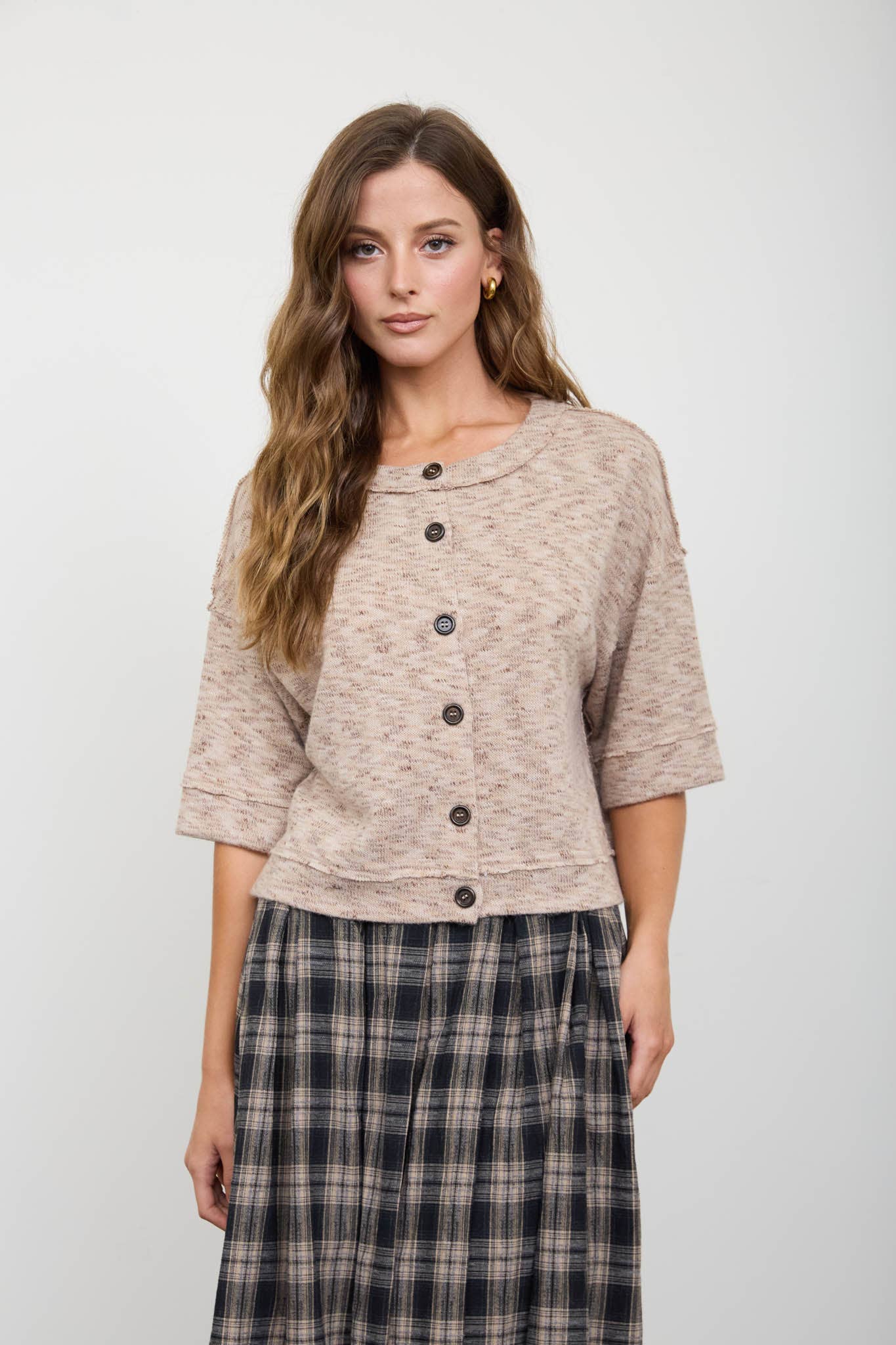 MARLED BUTTON DOWN RAW EDGETOP