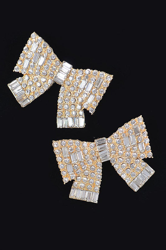 Ribbon Rhinestone Earrings