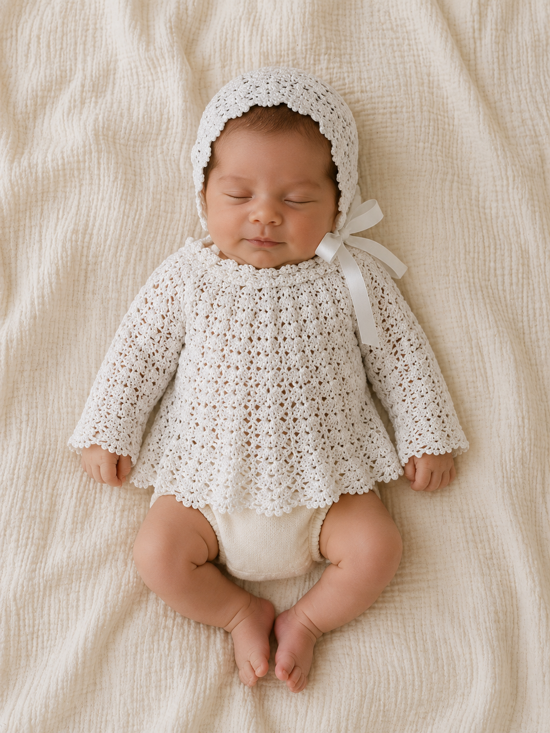 Scalloped Heirloom Baby Blouse + Bonnet