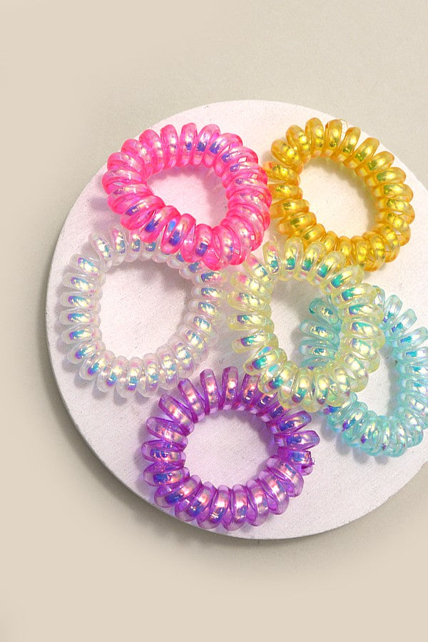 GLOSSY MINI HAIR TIES 6 COLOR ASSORTED