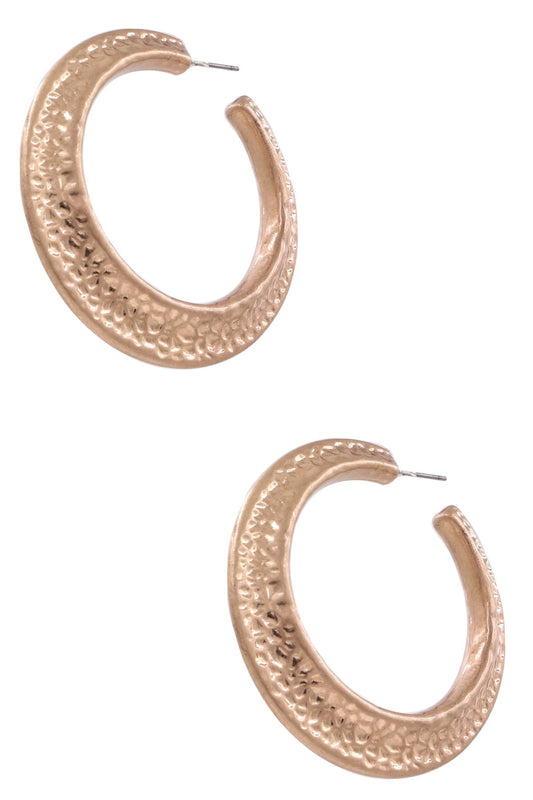 Textured Metal Crescent Hoop Earrings