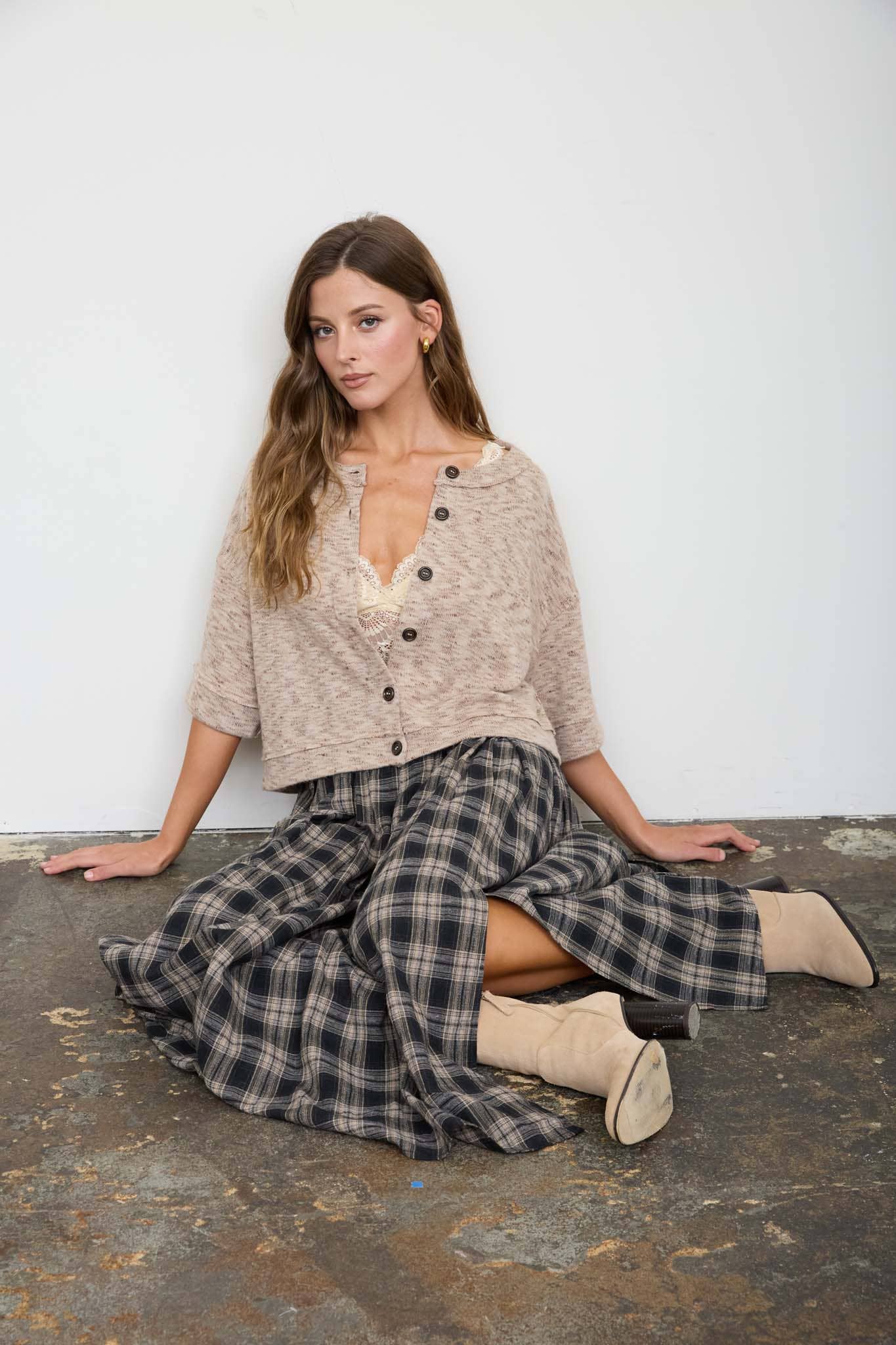 MARLED BUTTON DOWN RAW EDGETOP