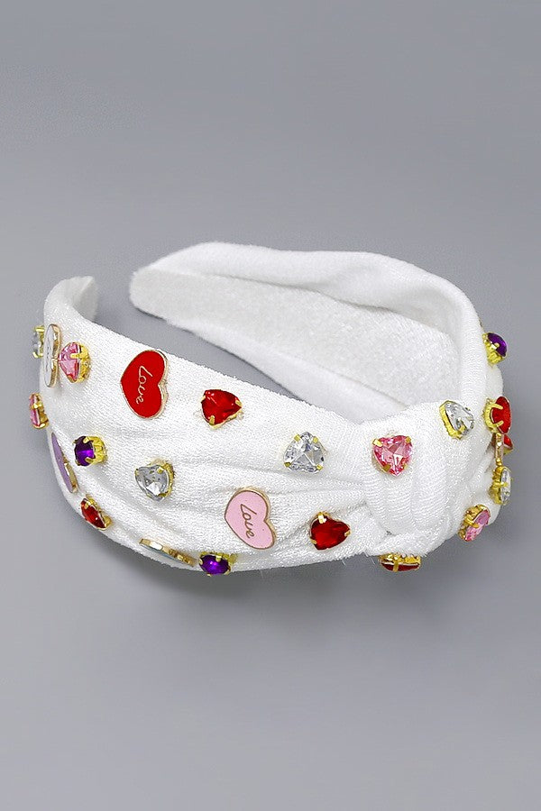 Love Enamel Heart Embellished Headband