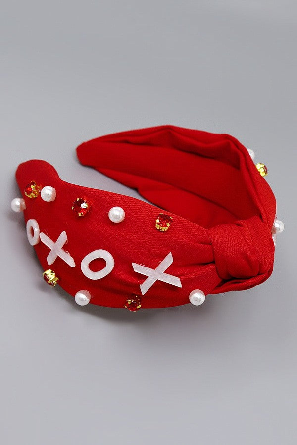 XOXO Embellished Front Knot Headband