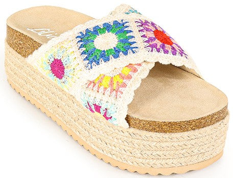 "Liliana" Crochet Platform Slides