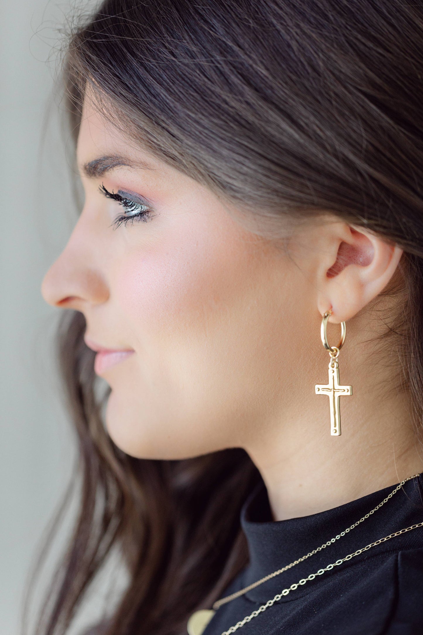 Earring (Original/Gold) Hoop - Cross / Titus 3:4-5a