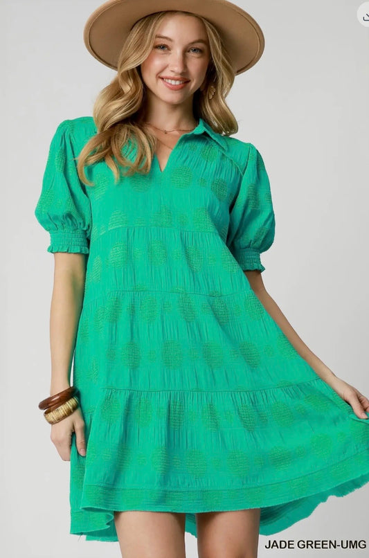 Jade Swiss Dot Dress