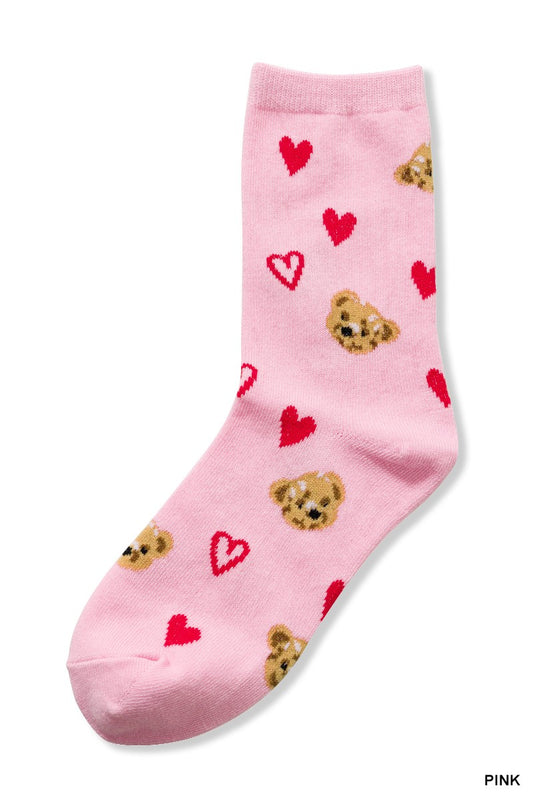 "Heart Bear" Valentine Socks