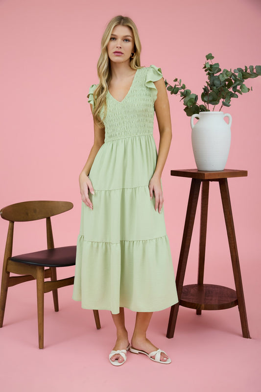 Sage Sleeve Maxi Dress