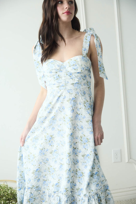 "Blue For You" Floral  Maxi Dress