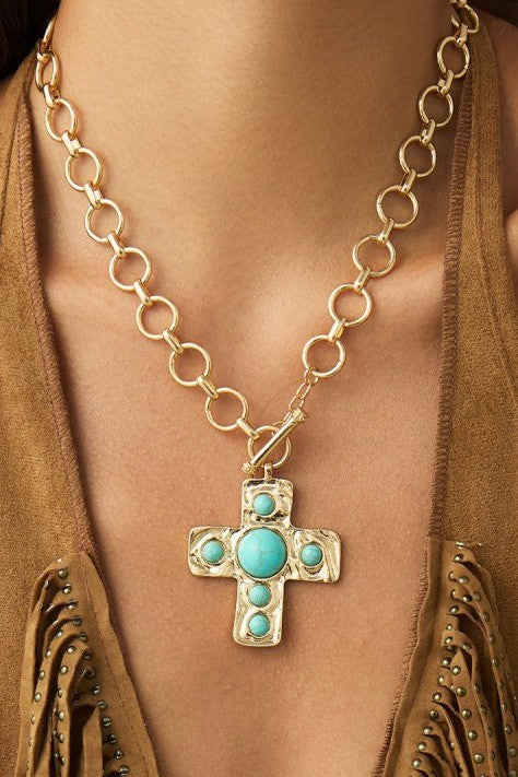Hammered Cross Neck
