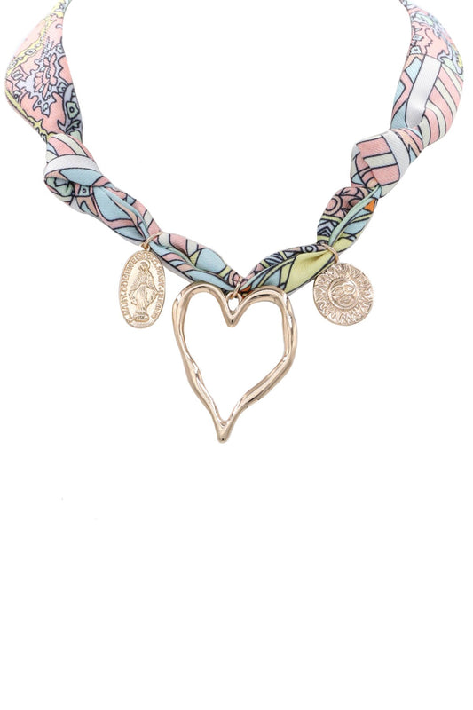 Western Heart Pendant Bandana Necklace