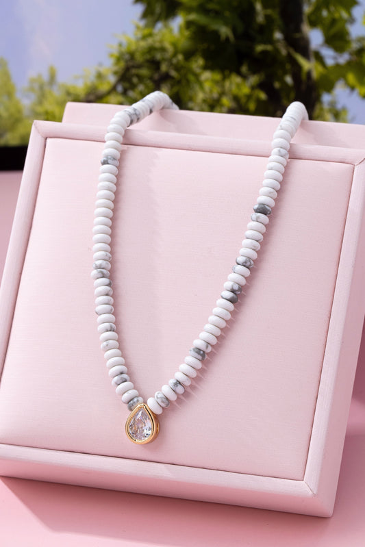 Stone Beaded Charm Necklace