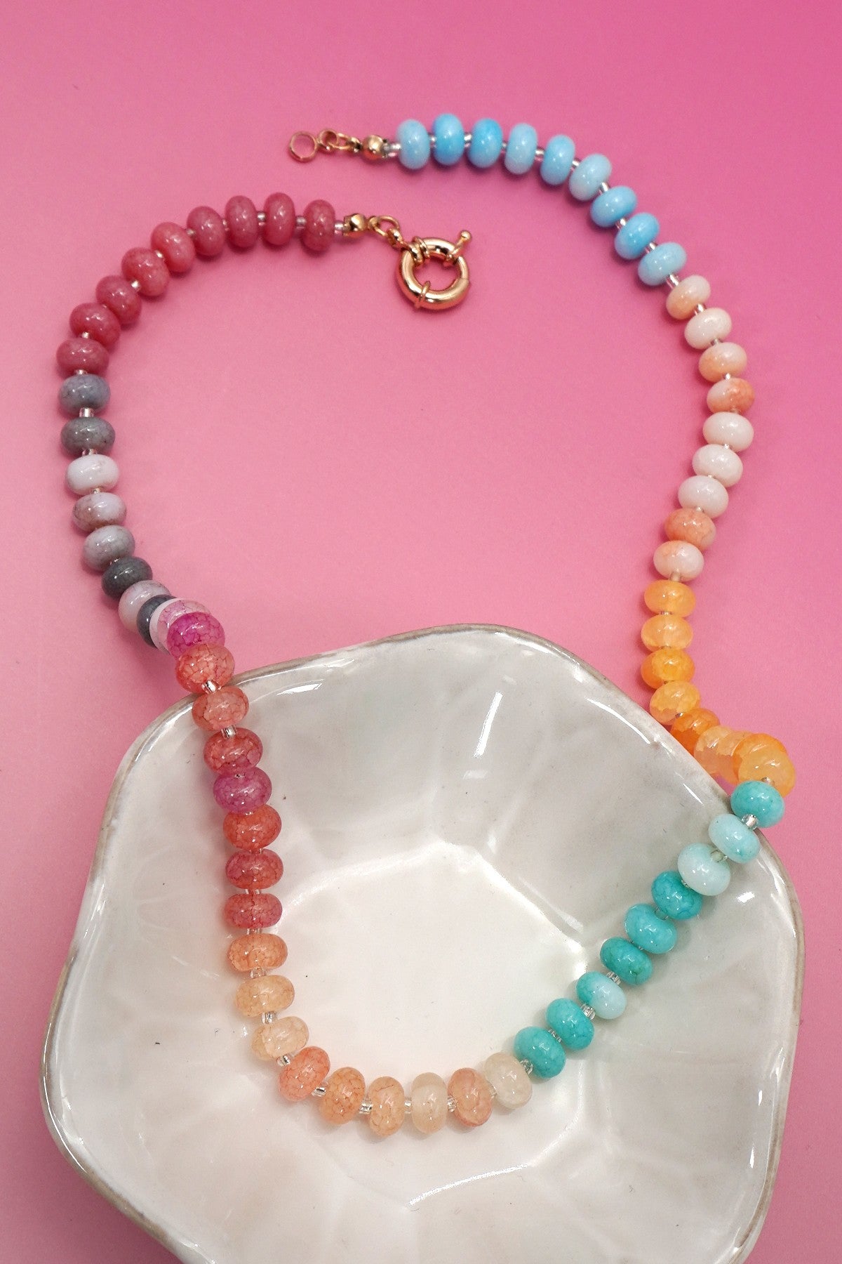 Natural Stone Glass Mixed Necklace