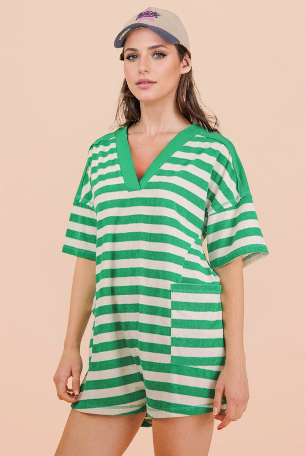 Green/white Romper