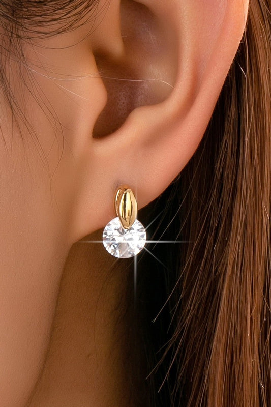 Crystal On Gold Post Stud Earrings