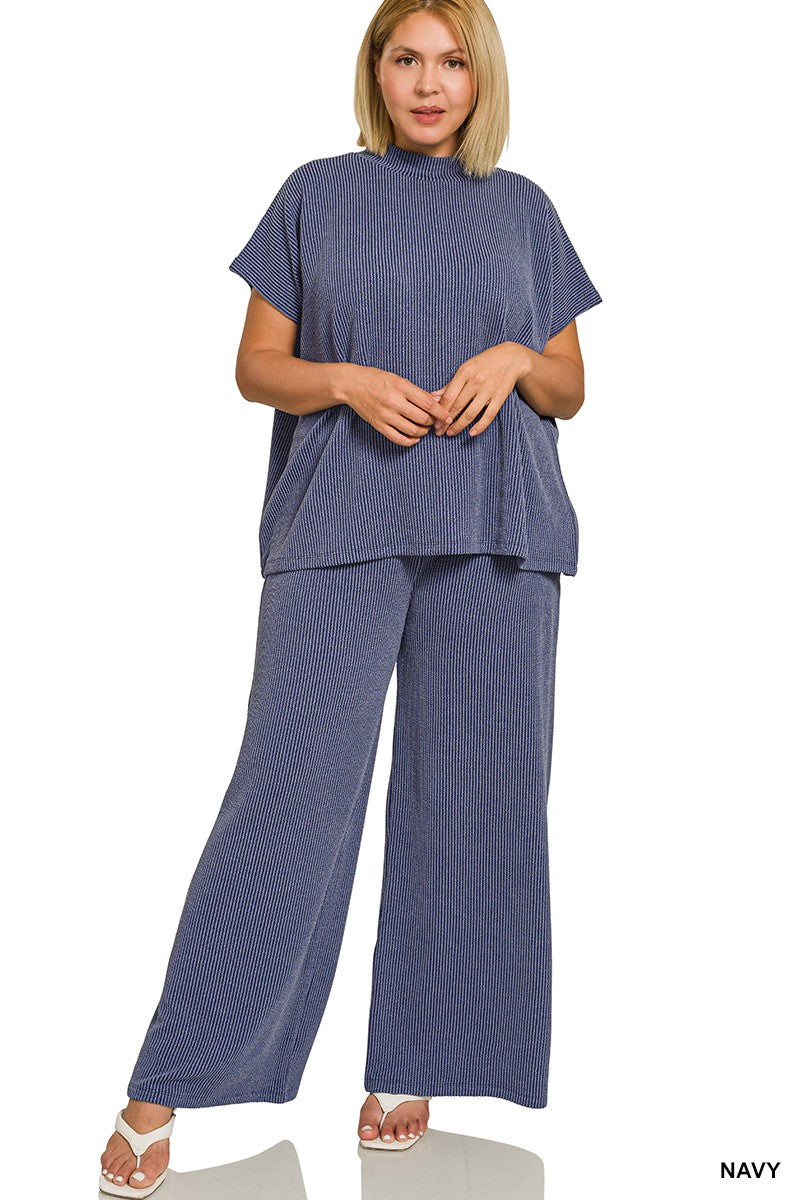 Raised ribbed Plus pant set