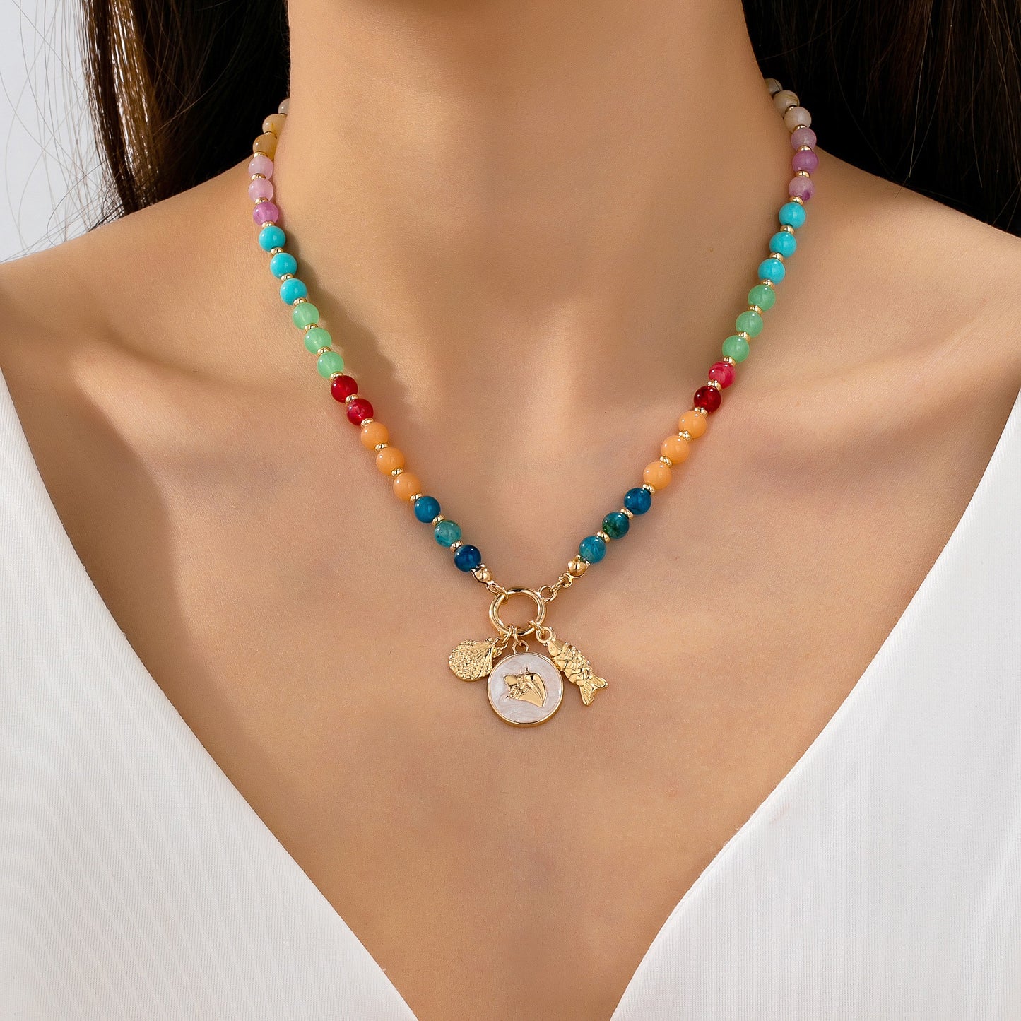 Rainbow Nautical Charm Necklace