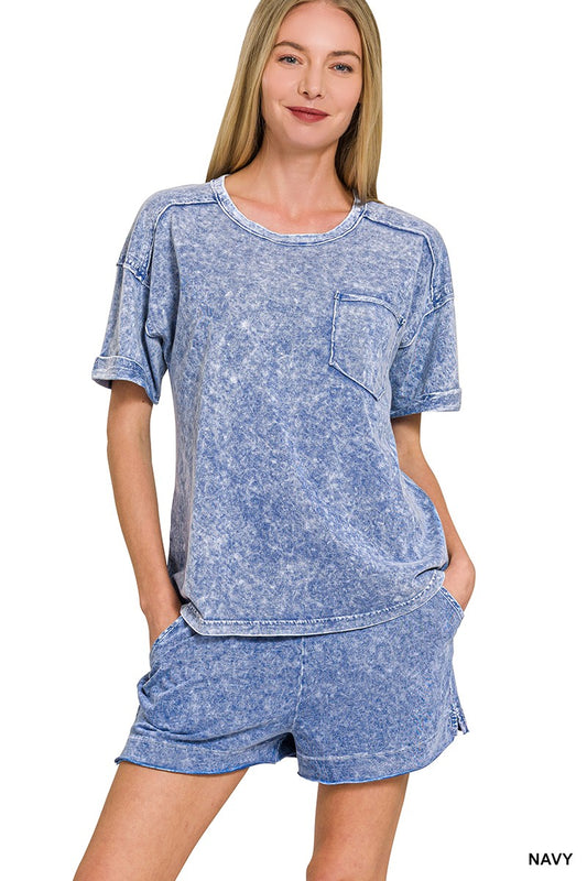 Halo Snow Washed Shorts Set