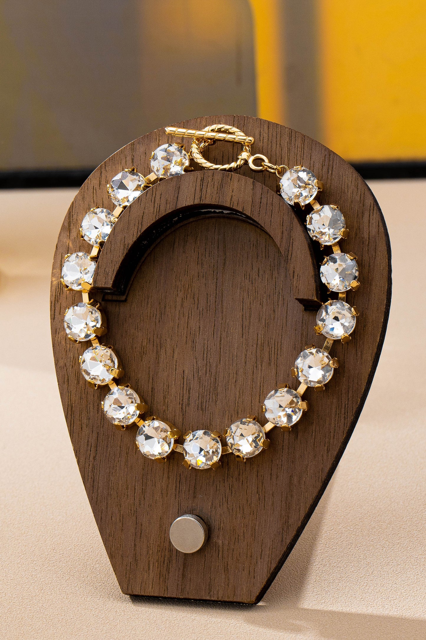 Brass Glass Crystal Tennis Bracelet