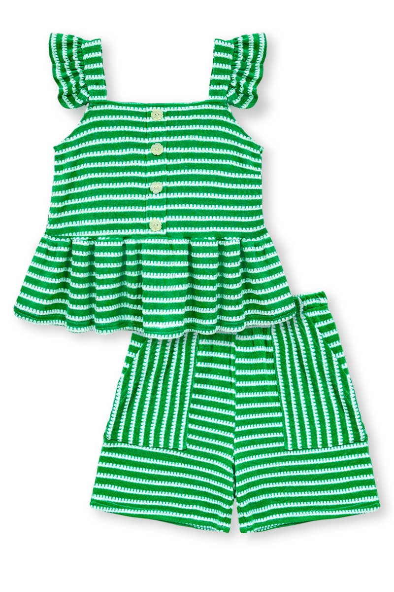 GKSS-Q25-3338B Girl's 2 pc Striped Short Set