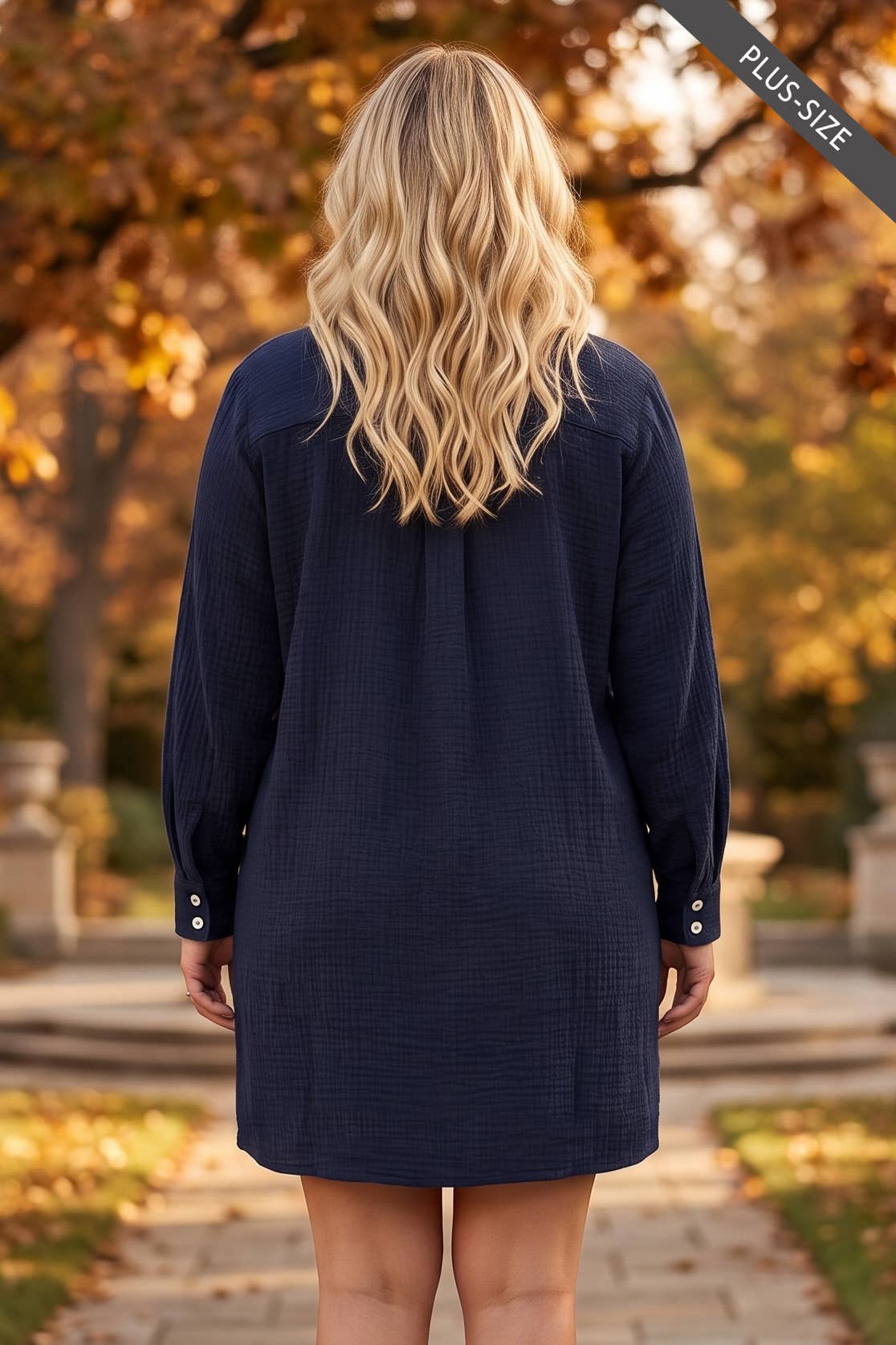 PLUS SIZE 100% Cotton A-Line Button Down Lightweight Dress