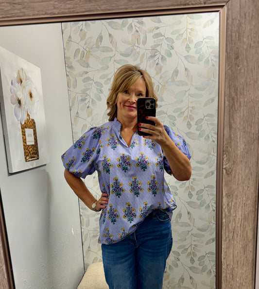 "Blue Floral" Curvy