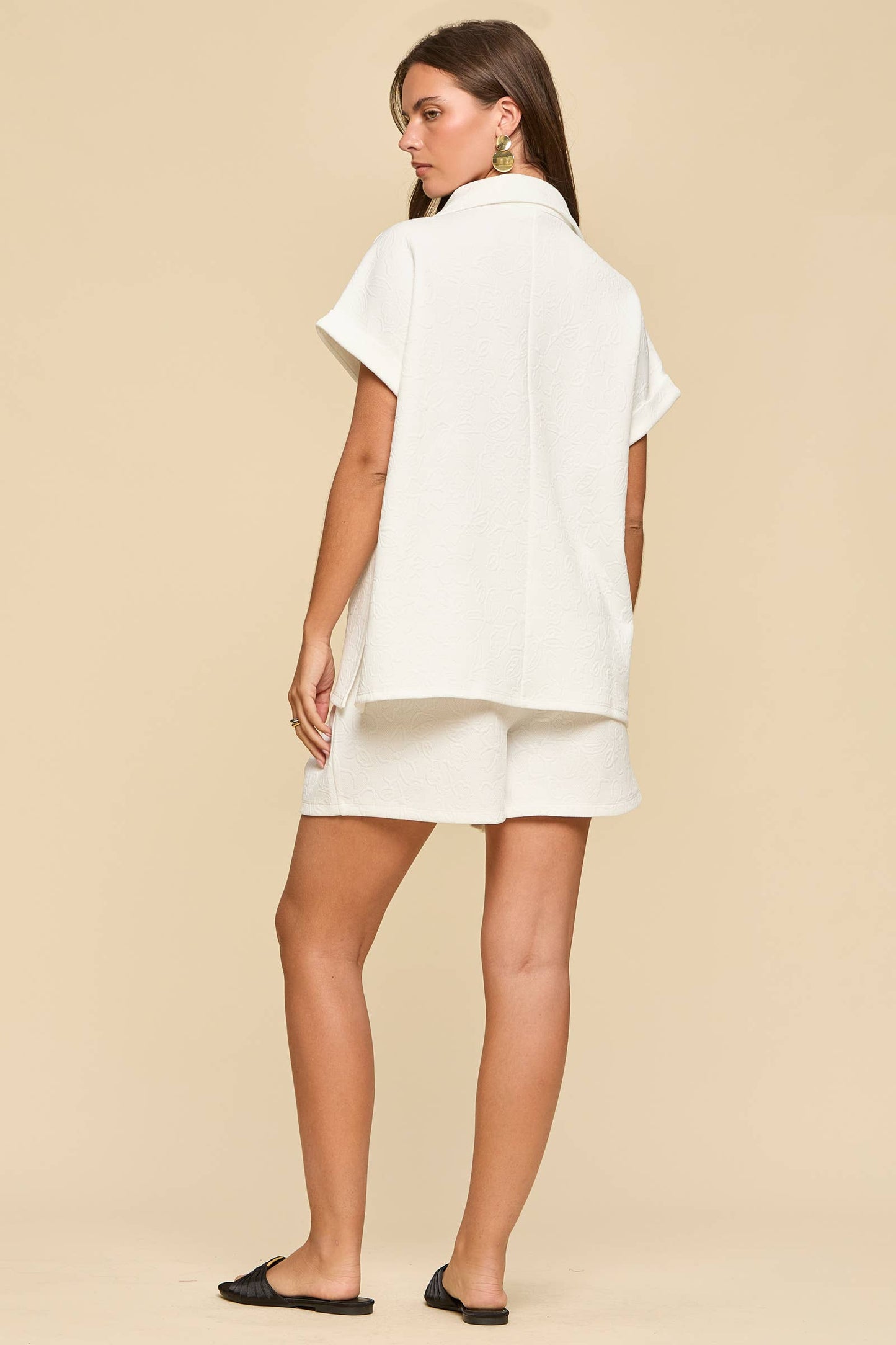 2-Piece Dolman Sleeve Top + Pleated Shorts Set