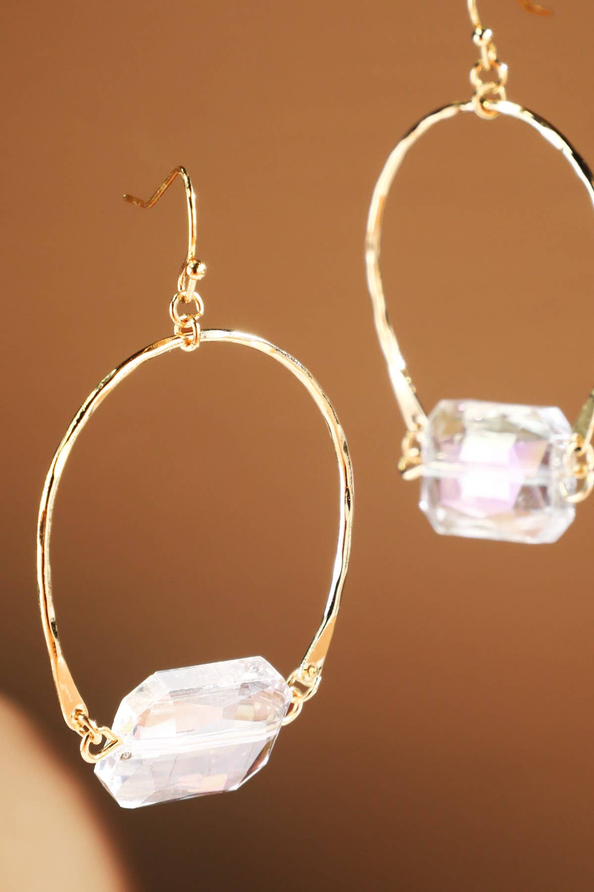Glass-Glow Bead Hoop Earrings
