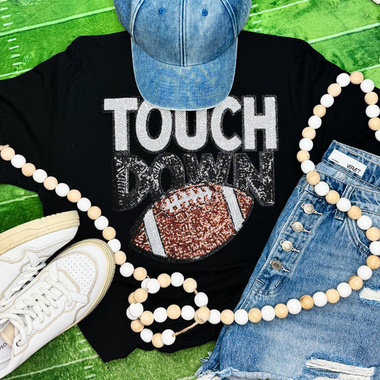Touchdown With Football Sequin Tee