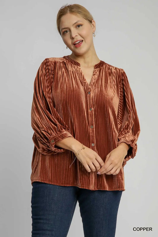 Rust Velvet Curvy Top