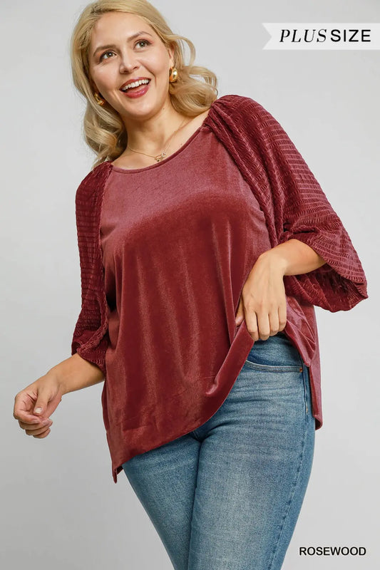 Rosewood Velvet Curvy Top