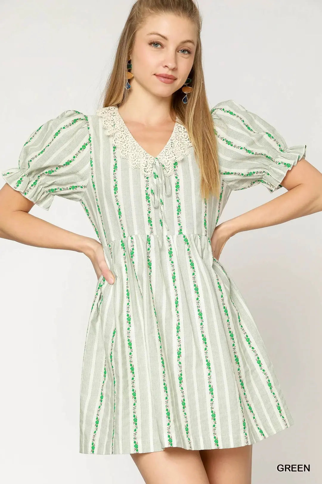 Floral Lace Collar Babydoll Dress