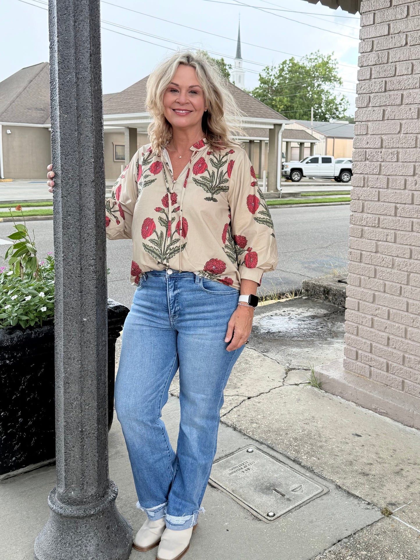 "Floral Ecru" Top
