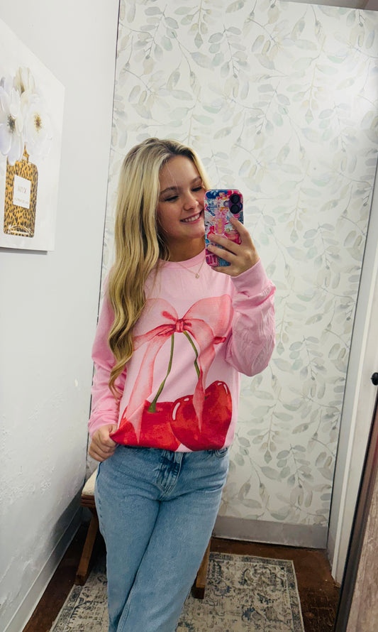 "Cherry Bow" Long Sleeve Tee