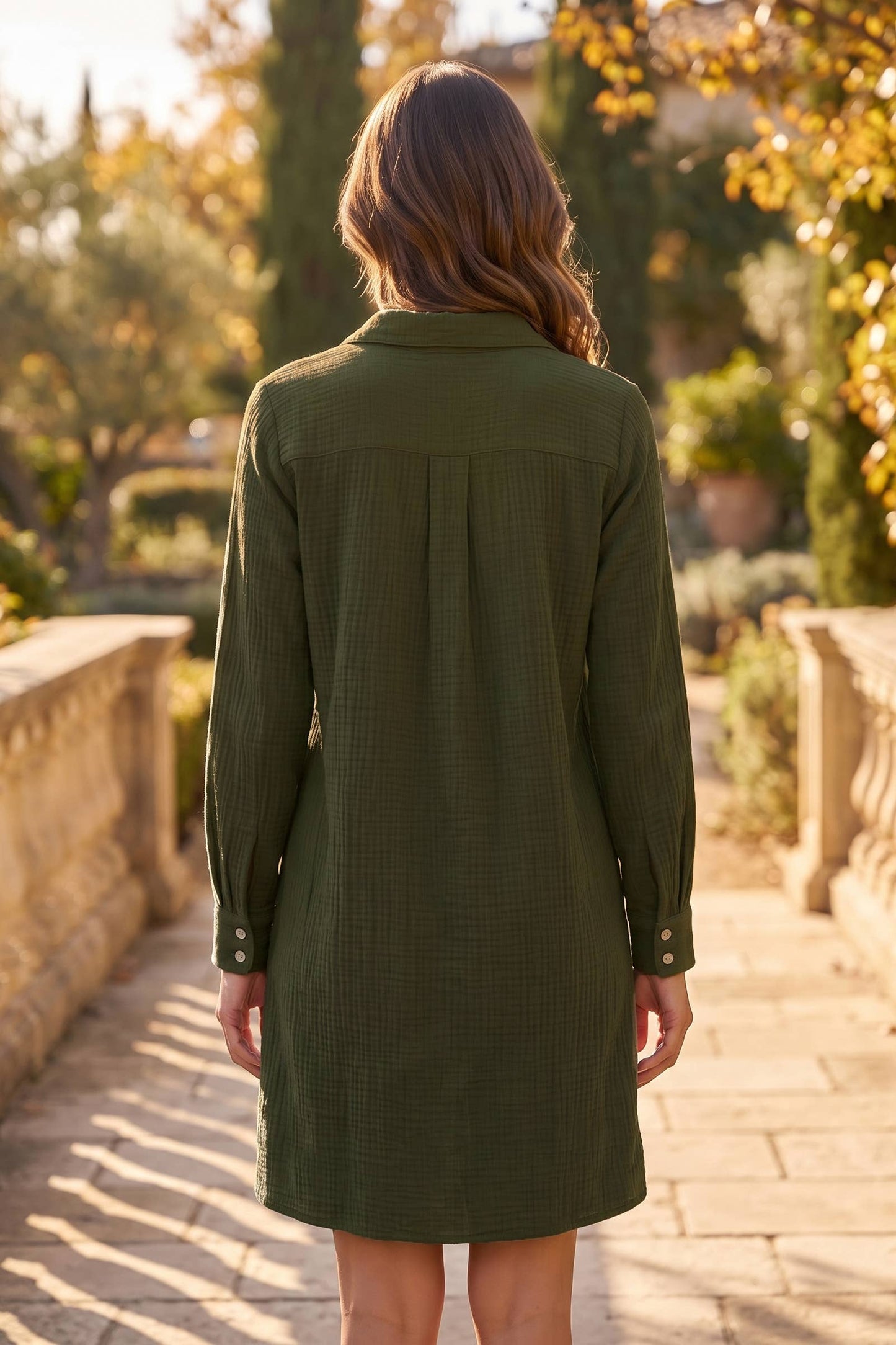 100% Cotton A-Line Button Down Lightweight Dress