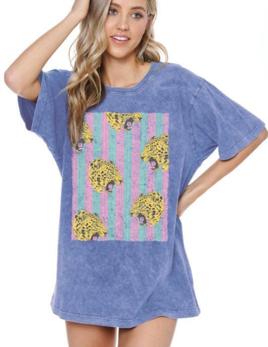 Blue Multi Leopard Tee