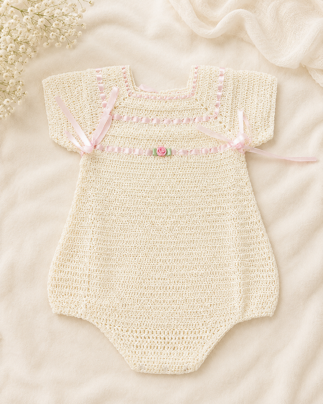 Sweet Blossom Heirloom Bubble - Off White (0-3M)